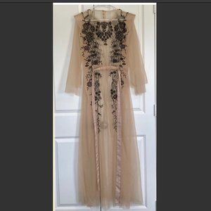 Tan Overlay dress with black embroidery from withloveleena